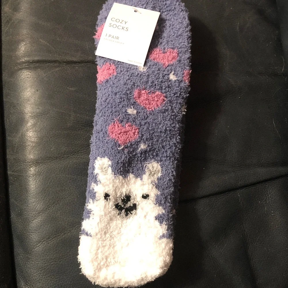 Kohl's Cozy Blue and Pink Heart Socks